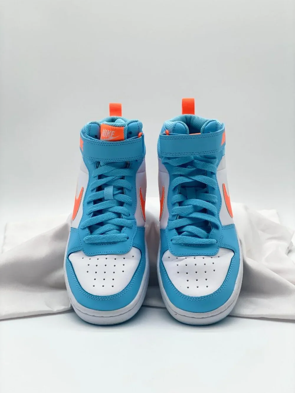 Nike Court Borough Mid 2 Kids Sneakers Aquarius Blue Total Orange 6Y - Picture 2 of 8